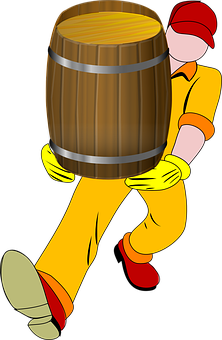 Worker Carrying Barrel Illustration PNG image