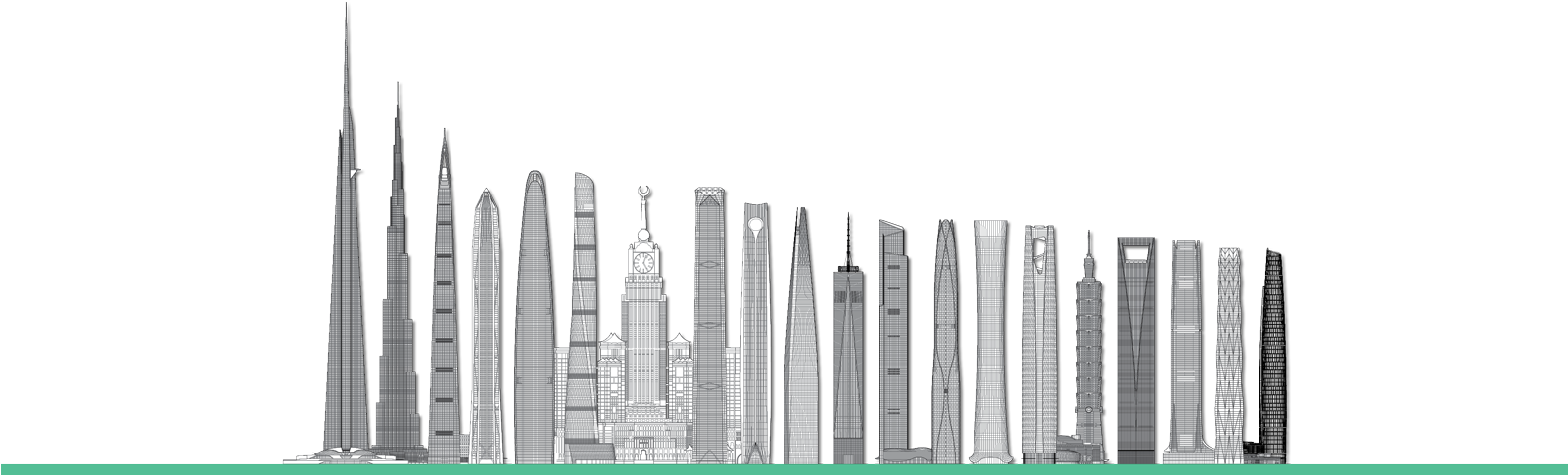 World Famous Skyscrapers Silhouette PNG image