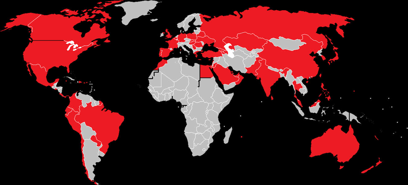World Map Red Highlighted Countries PNG image