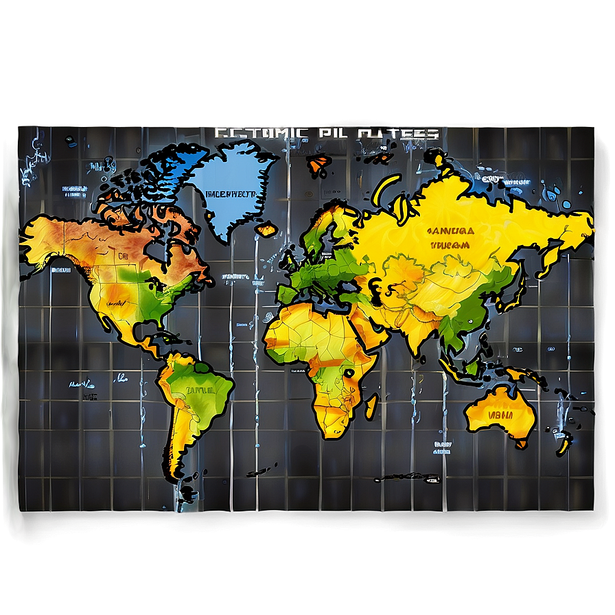 World Map Tectonic Plates Movement Png Qrs PNG image