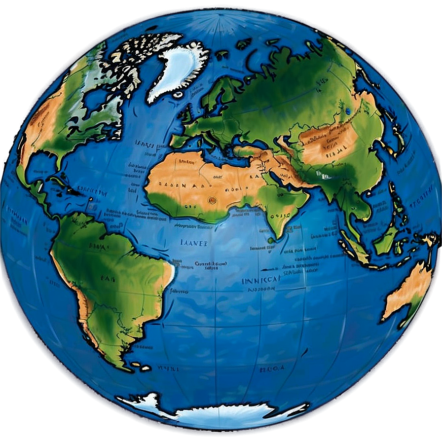 World Map With Continents And Oceans Labeled Png 05032024 PNG image