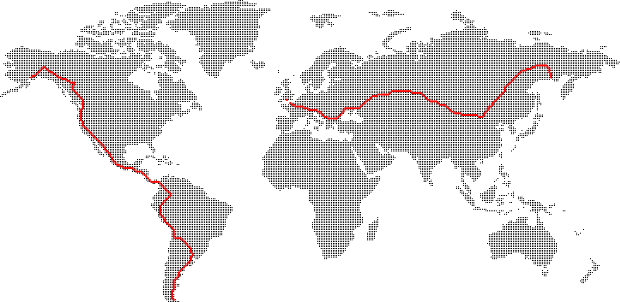 World Mapwith Red Line PNG image