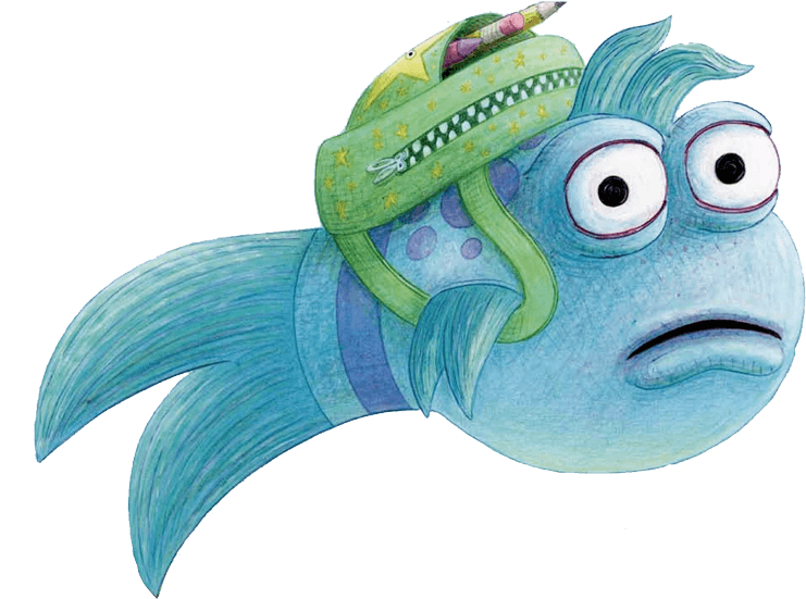 Worried Fish Cartoon Illustration PNG image