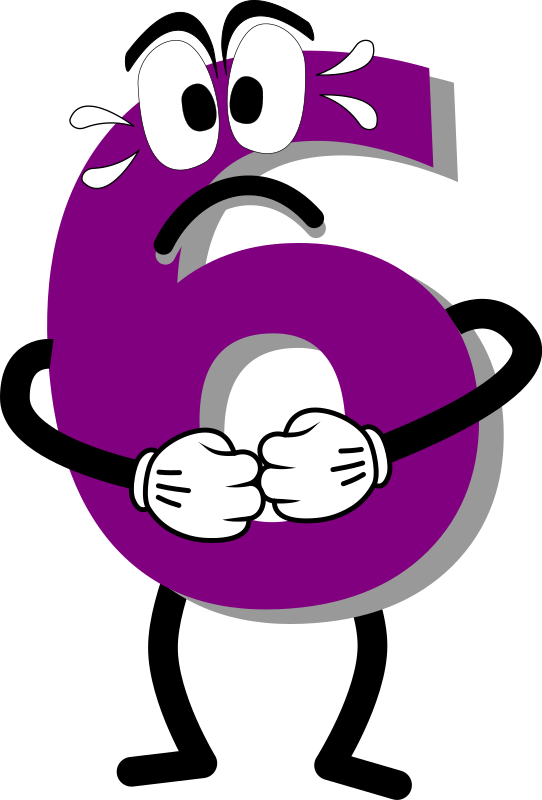 Worried Number6 Cartoon Character PNG image