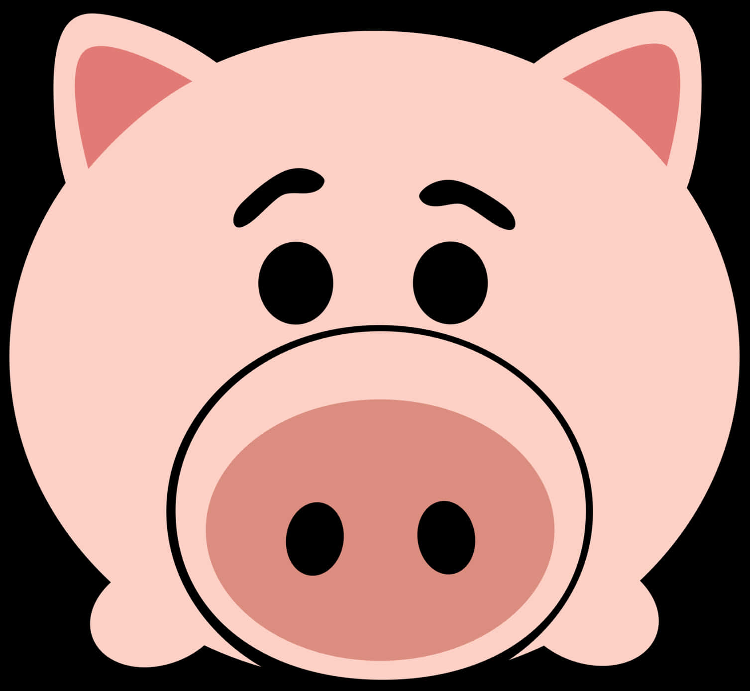 Worried Pig Cartoon Graphic PNG image