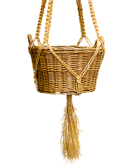 Woven Basketwith Tasselon Black Background.jpg PNG image