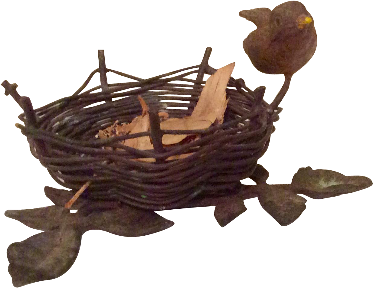 Woven Birdand Nest Sculpture PNG image