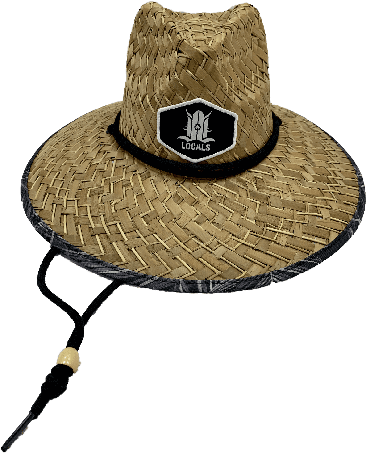 Woven Straw Hatwith Logo Patch PNG image