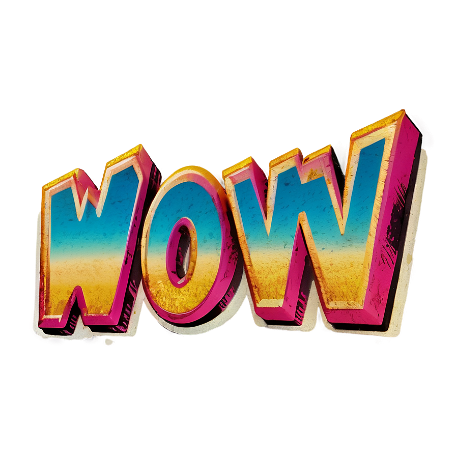 Wow Retro Text Png Pgr PNG image