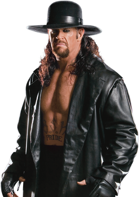 Wrestler_ Undertaker_ Black_ Hat_ Leather_ Coat PNG image