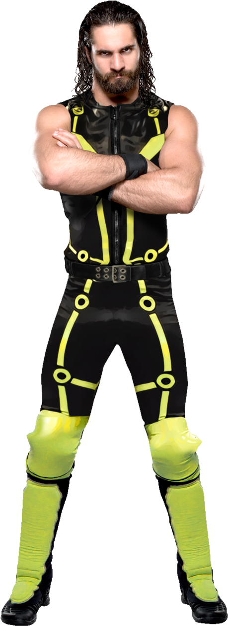 Wrestlerin Blackand Neon Attire PNG image