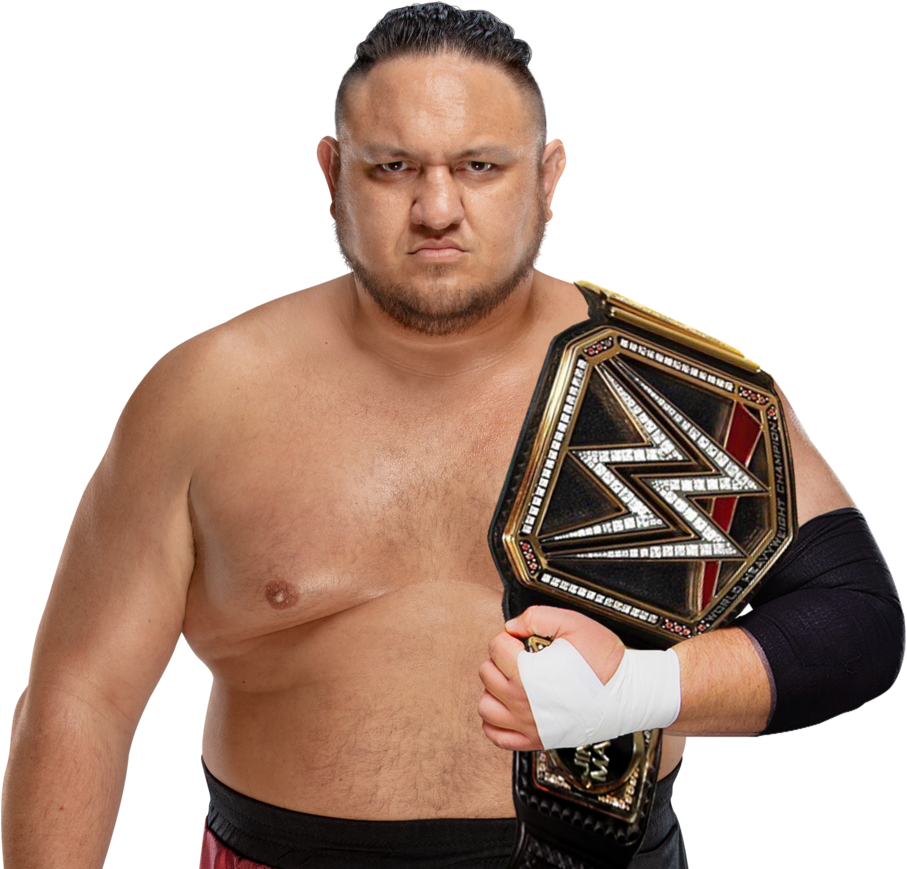 Wrestling Champion Posing With Belt PNG image