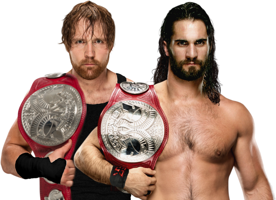 Wrestling Champions Holding Belts PNG image