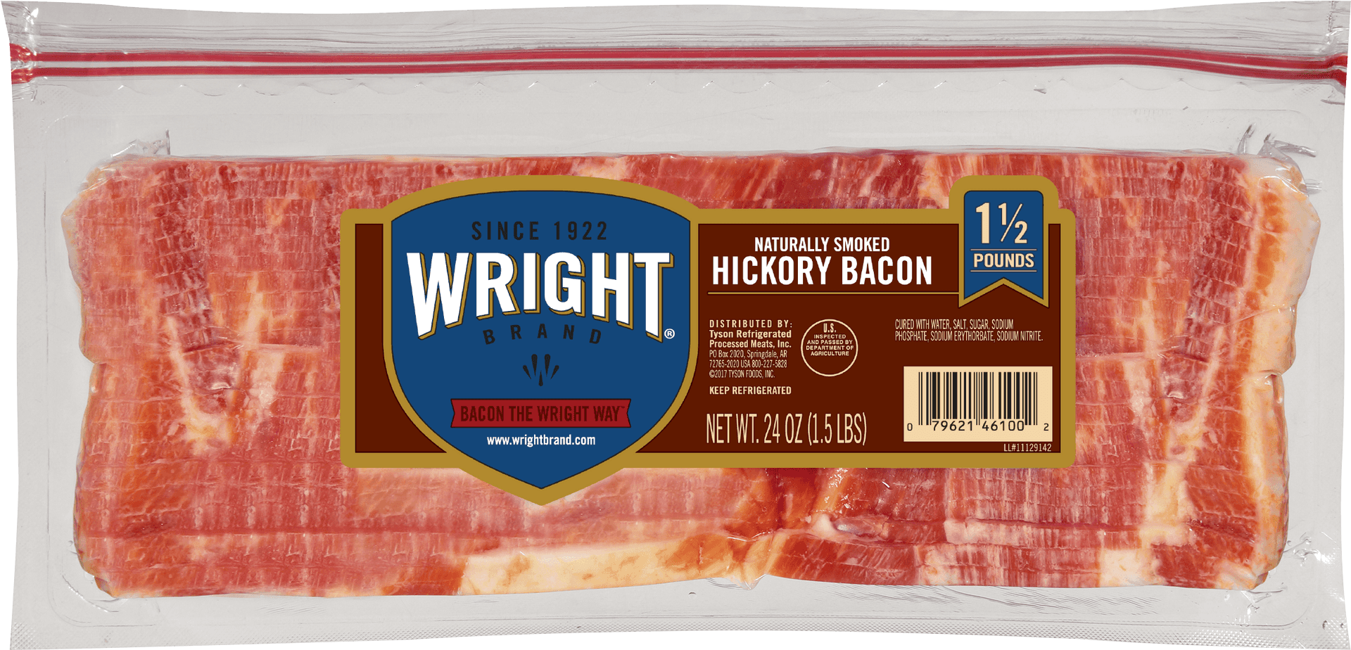 Wright Brand Hickory Smoked Bacon Package PNG image