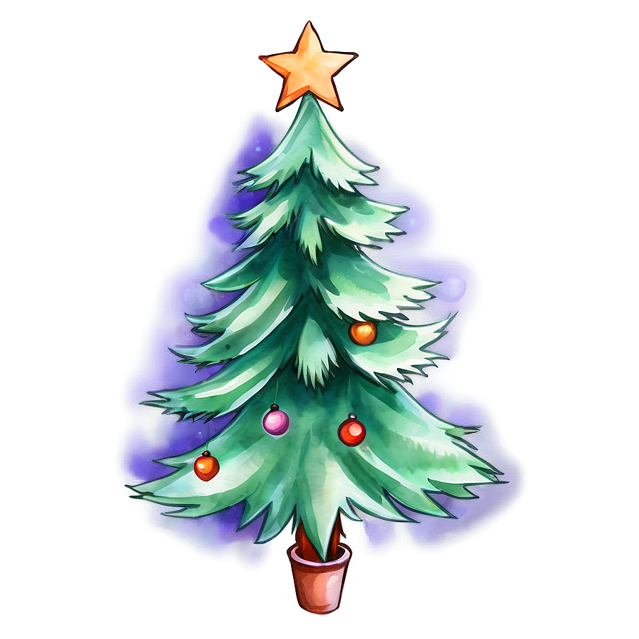 Xmas Tree Watercolor Art Png 06292024 PNG image