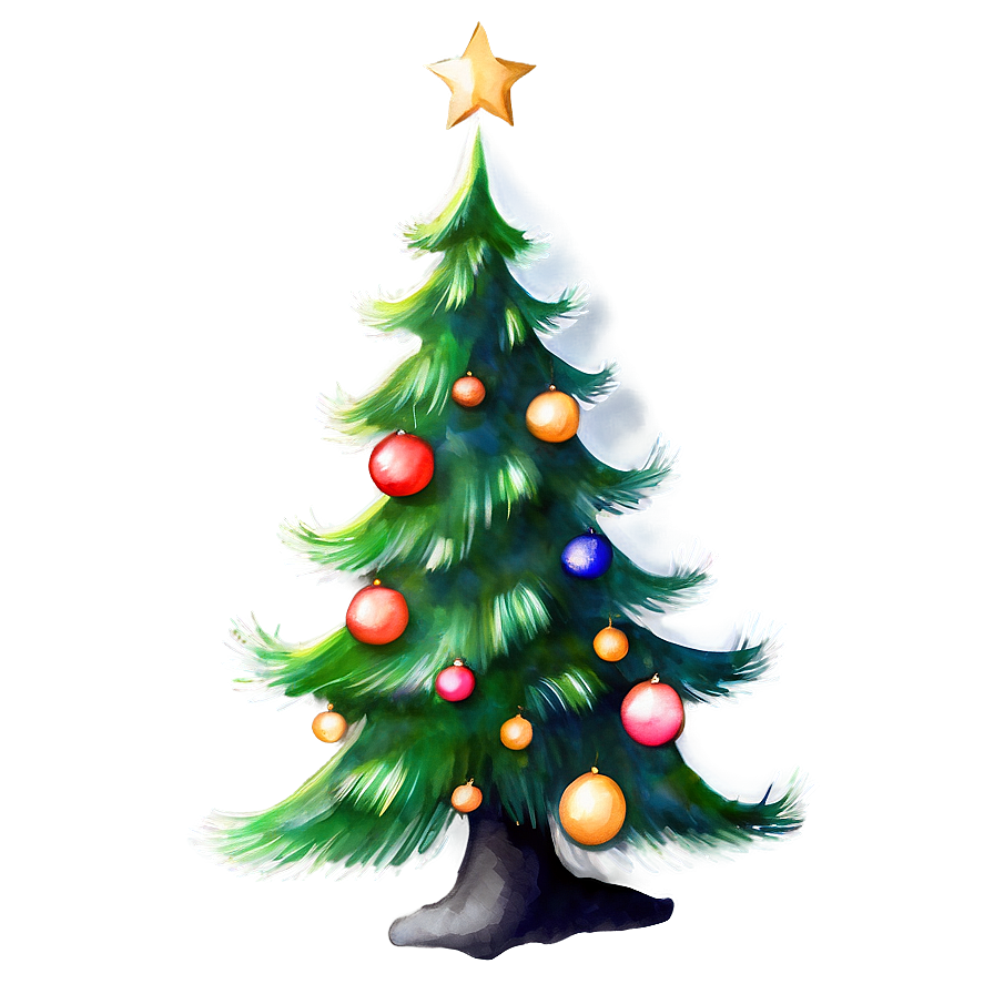 Xmas Tree Watercolor Art Png Flv49 PNG image