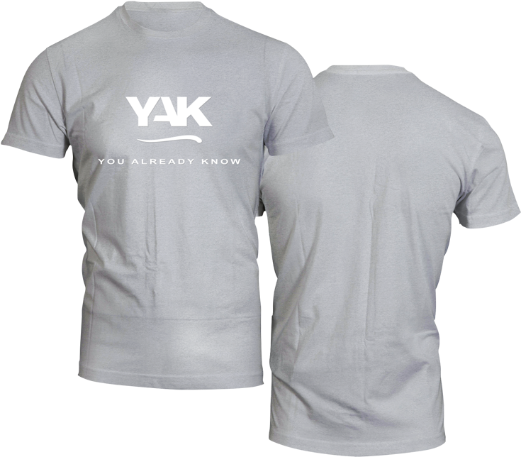 Y A K Gray T Shirt Mockup PNG image