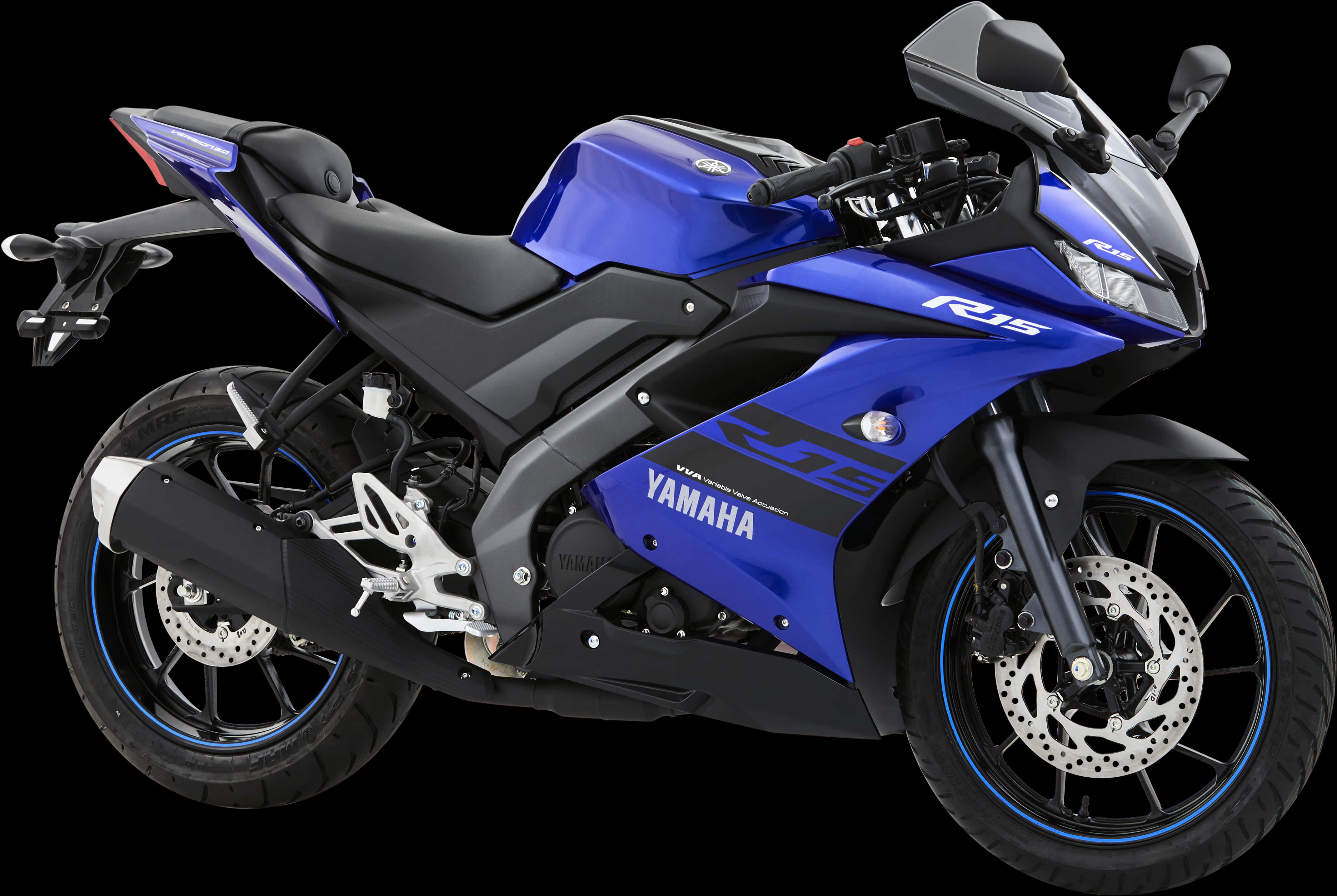 Yamaha R15 Blue Sportbike PNG image