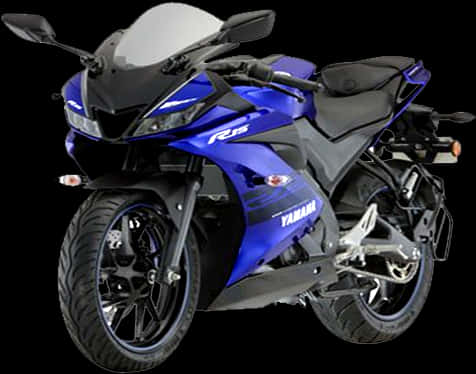 Yamaha R15 Blue Sportbike PNG image