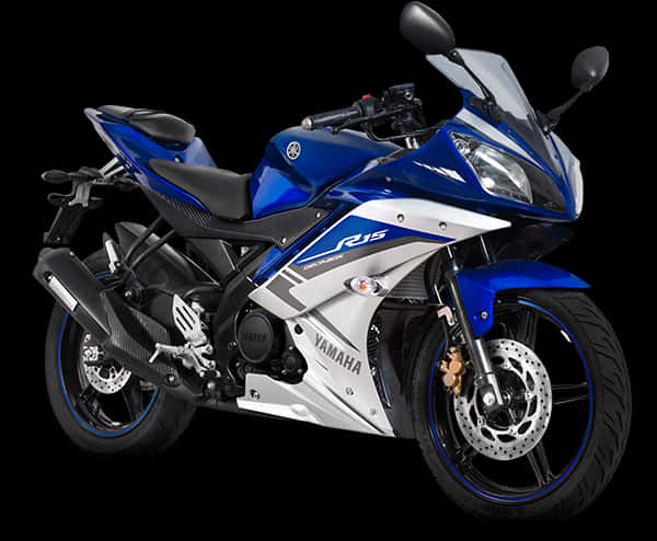 Yamaha R15 Blue Sportbike PNG image