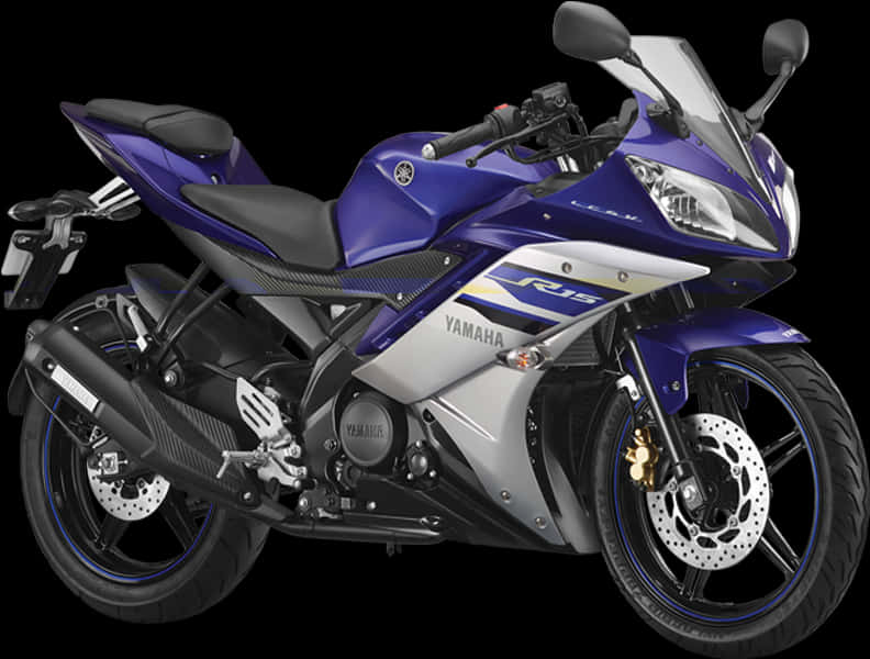 Yamaha R15 Blue Sportbike PNG image