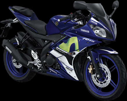 Yamaha R15 Blue Sportbike PNG image