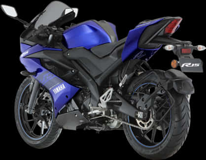 Yamaha R15 Blue Sportbike PNG image