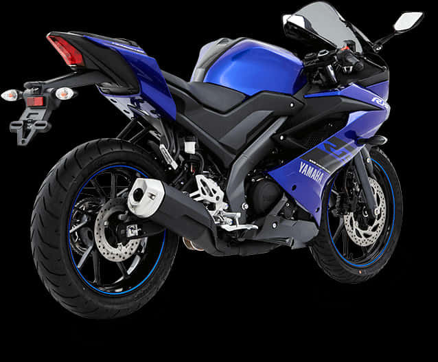 Yamaha R15 Blue Sportbike PNG image