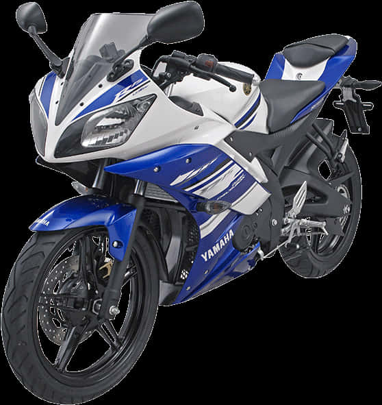 Yamaha R15 Blueand White Motorcycle PNG image