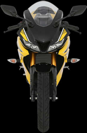 Yamaha R15 Front View Yellow Black PNG image