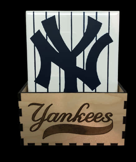 Yankees Logo Tilein Wooden Box PNG image