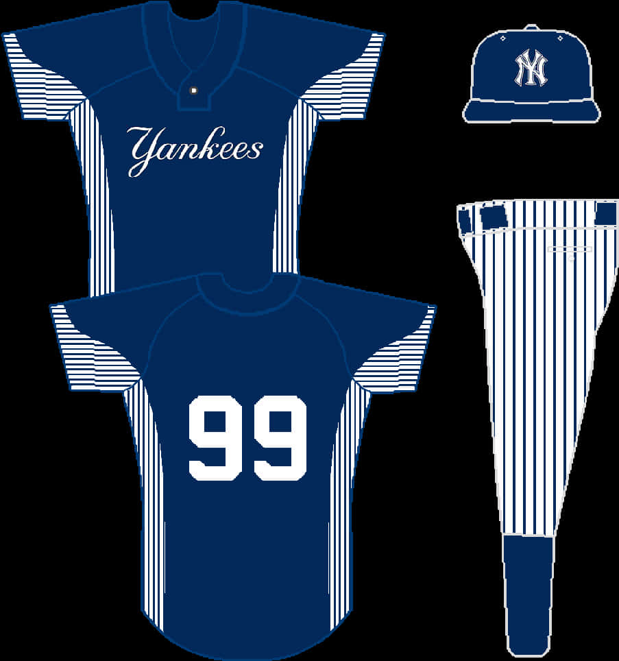 Yankees Uniformand Cap Design PNG image