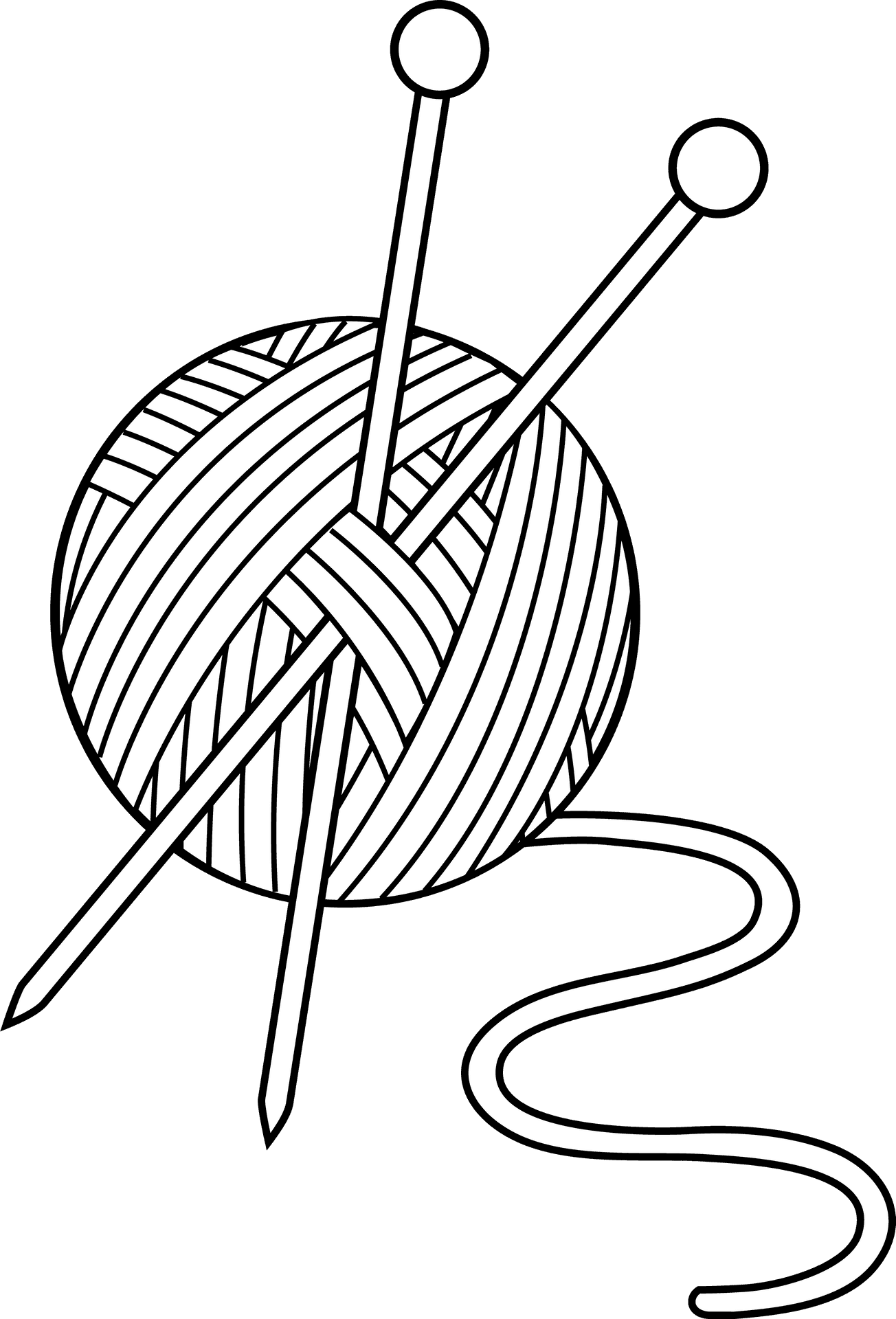 Yarn Balland Knitting Needles Outline PNG image