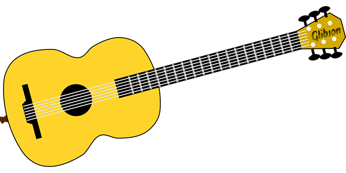 Yellow Acoustic Guitar Illustration PNG image