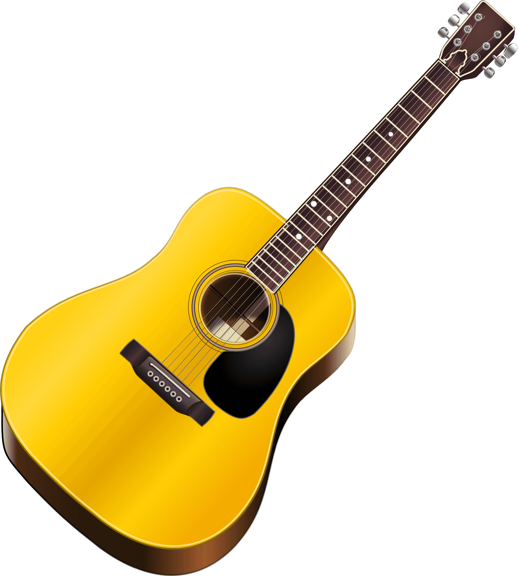 Yellow Acoustic Guitar PNG image