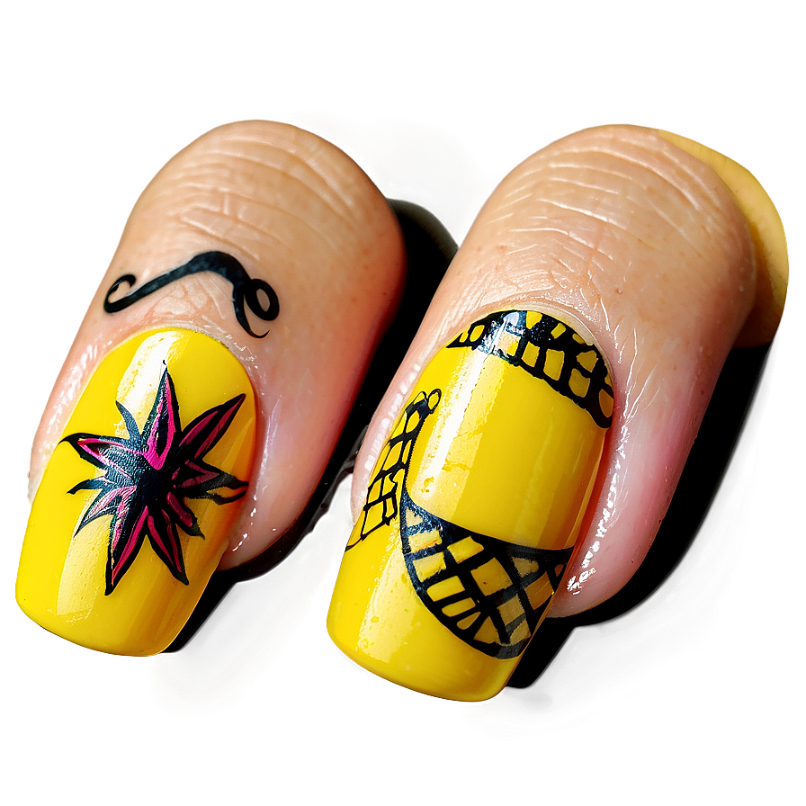 Yellow Acrylic Nails Creatives Png 85 PNG image