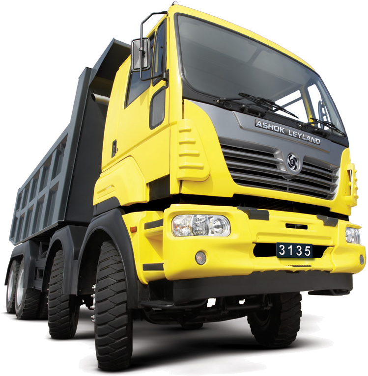 Yellow Ashok Leyland Truck3135 PNG image