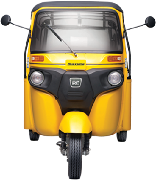 Yellow Auto Rickshaw Front View PNG image