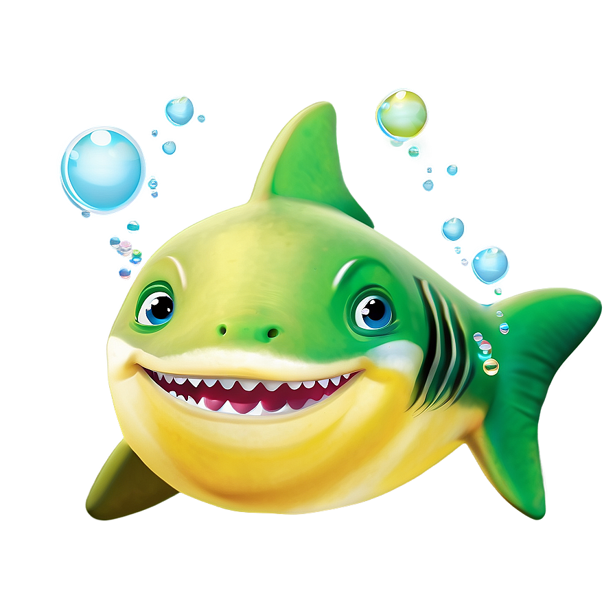 Yellow Baby Shark With Bubbles Png 06212024 PNG image