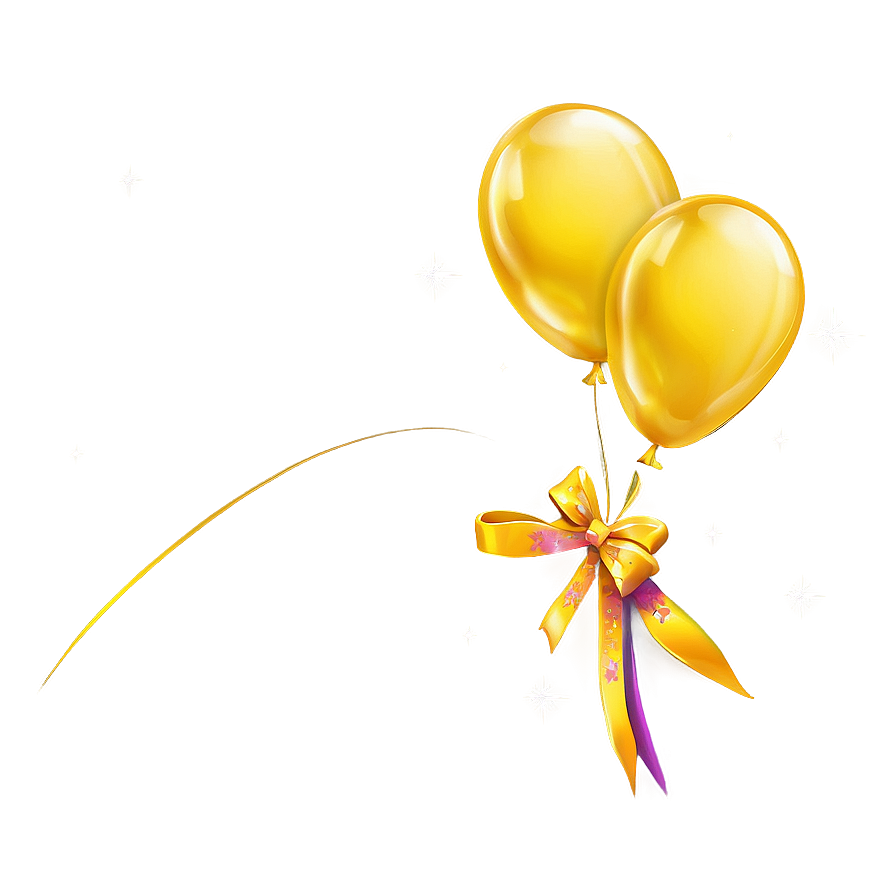 Yellow Balloon With Ribbon Png 4 PNG image