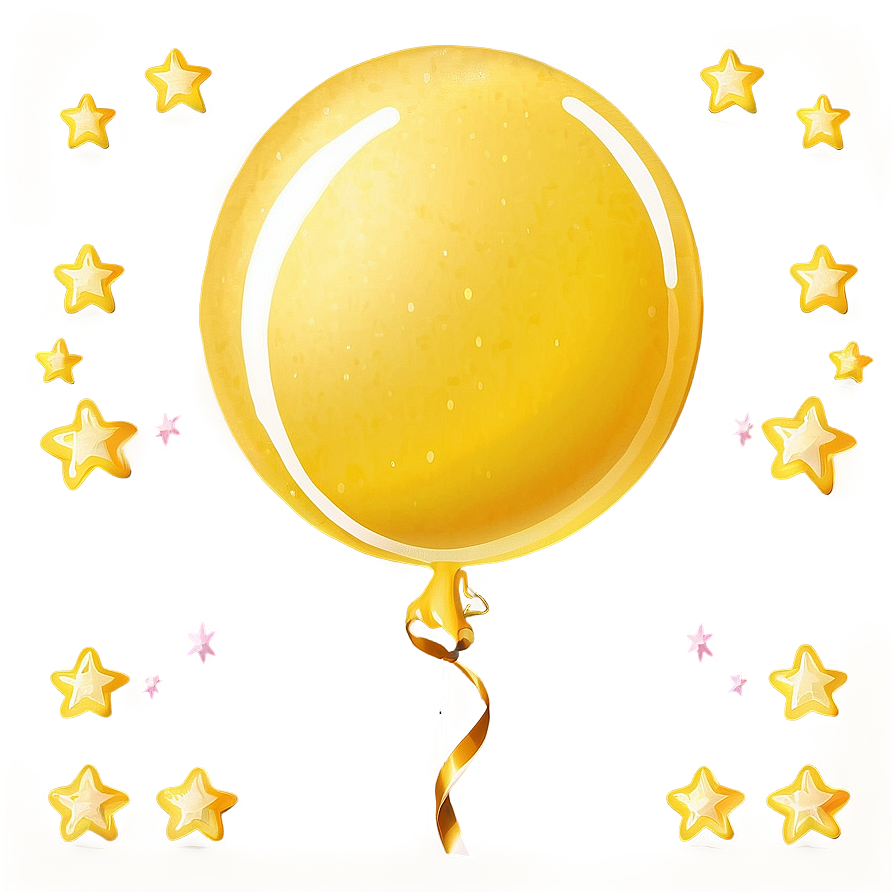 Yellow Balloon With Stars Png 06262024 PNG image