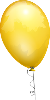 Yellow Balloonwith Ribbon PNG image