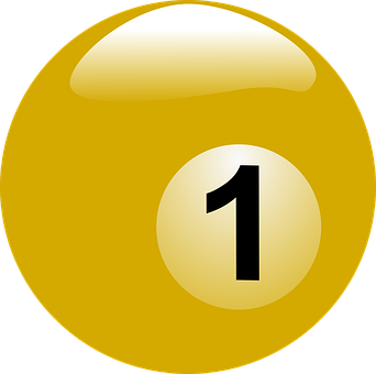 Yellow Billiard Ball Number One PNG image