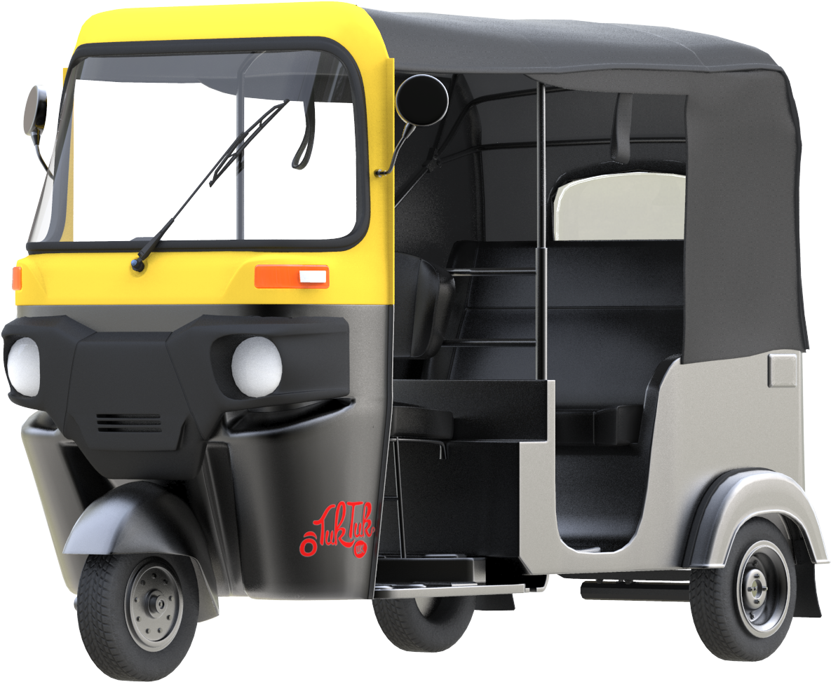 Yellow Black Auto Rickshaw Side View.png PNG image