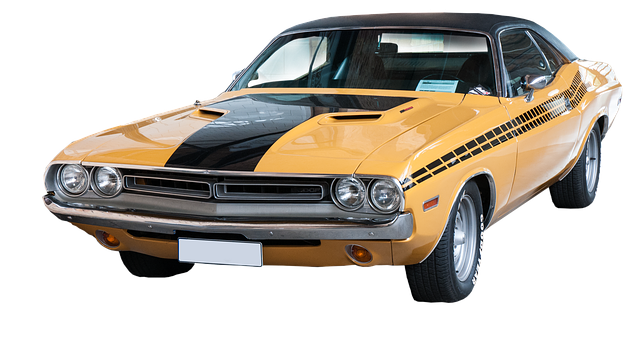 Yellow Black Classic Muscle Car PNG image