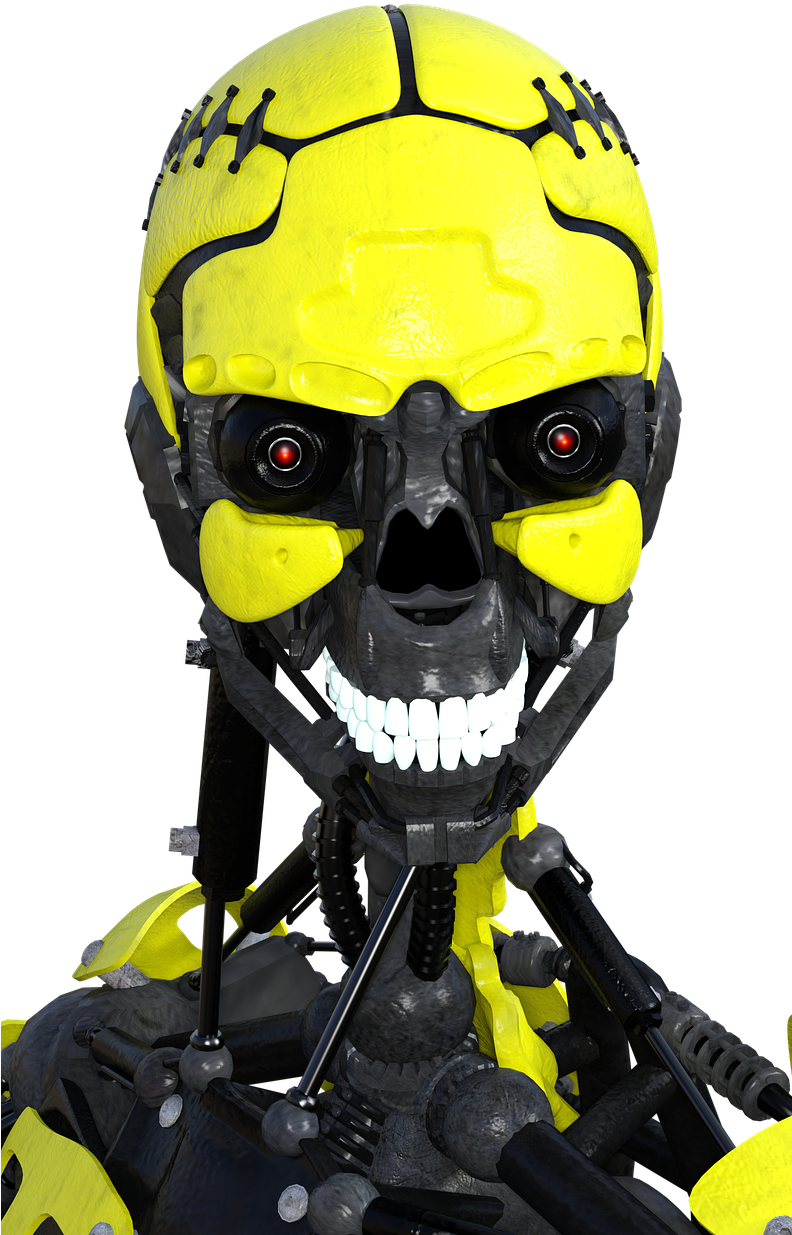 Yellow Black Cyborg Head PNG image