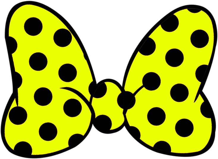 Yellow Black Polka Dot Bow Illustration PNG image