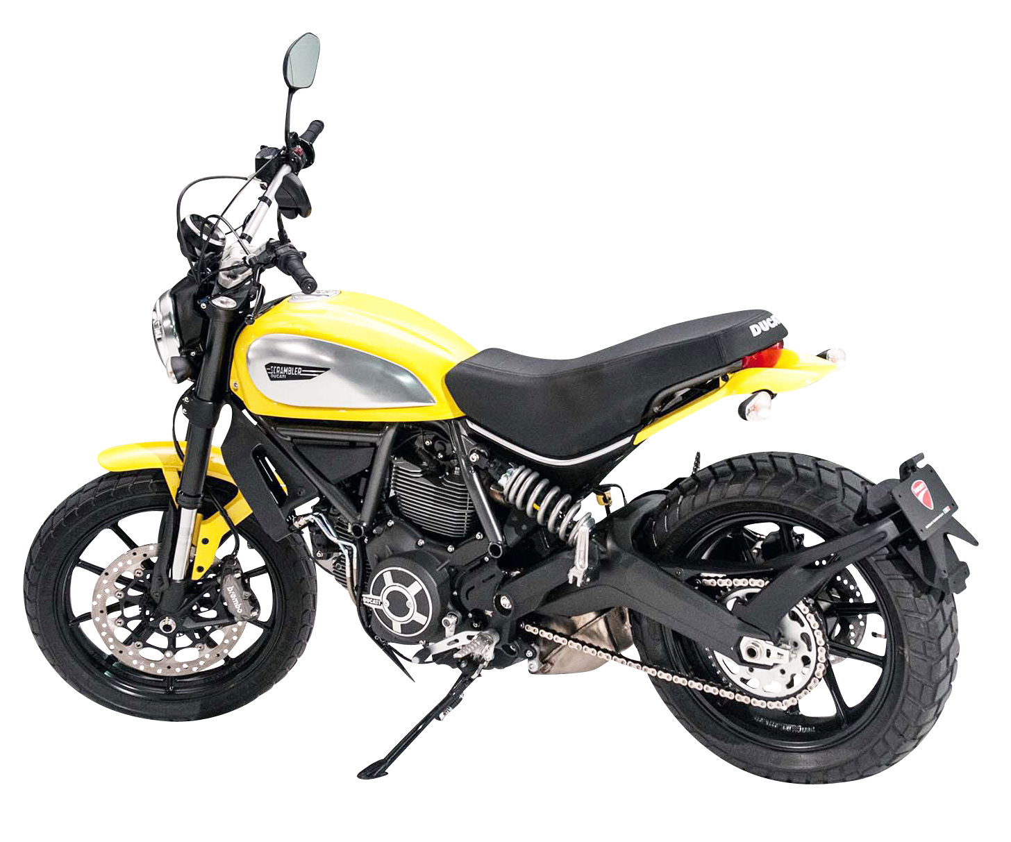 Yellow Black Scrambler Motorcycle PNG image