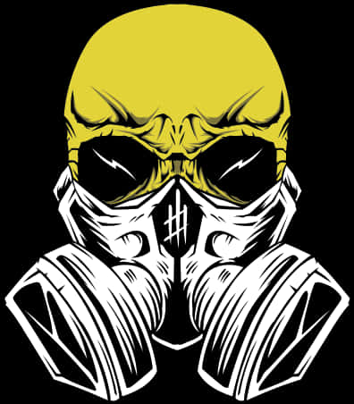 Yellow Black Skull Gas Mask Graphic PNG image