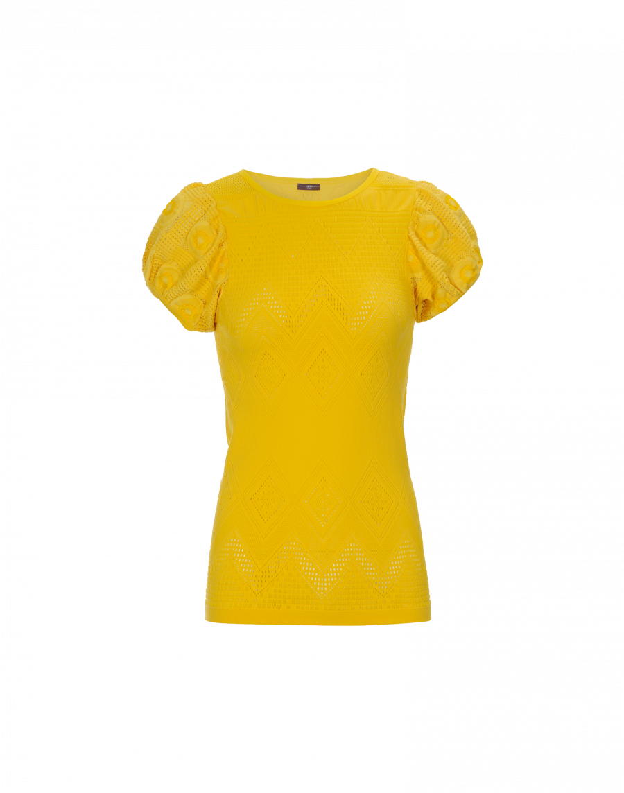 Yellow Blouse Puff Sleeves PNG image